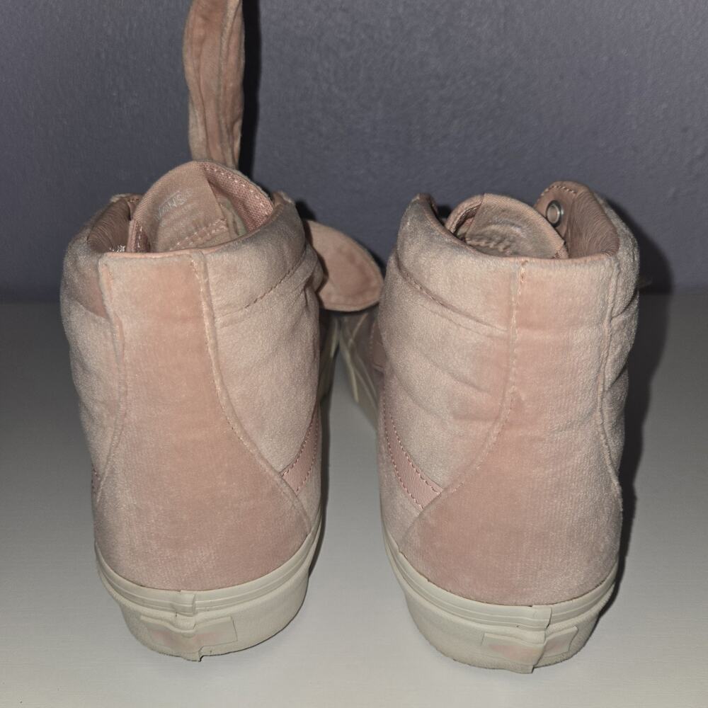Vans Old Skool Pink Velvet Hi Top with Knotted Bow Men's 9.5 Women's 11 - Picture 8 of 12